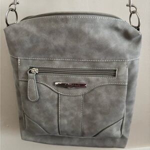 Gray Stone Mountain purse, long decorative shoulder or cross body strap.